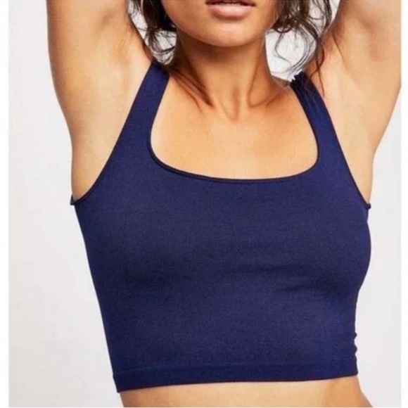 Free People Tops - FREE PEOPLE Intimately Navy Blue Scoop Neck Crop Top Size XS/S NWT!